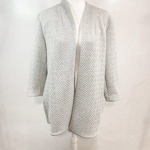 WESTPORT Women's Light Gray Long Quilted Sweater Cardigan. Size extra large.